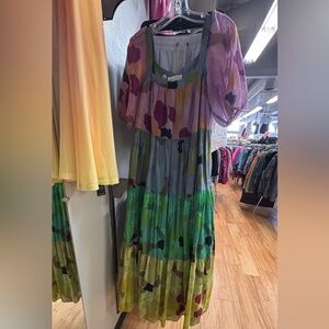 Anthropologie tiered maxi Suze S i’m usually a size L Colorful Floral Maxi Dress